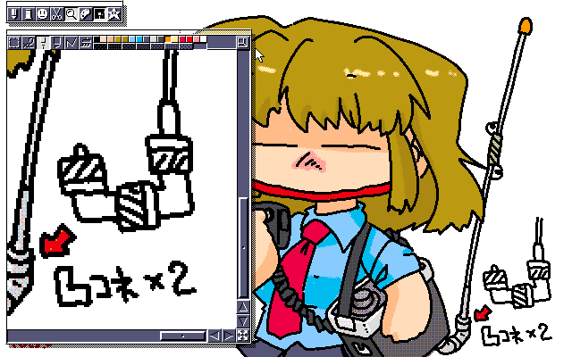 マルチペイント(MPS.EXE Ver1.01)画面、1色〜、1色足りなかったんだよ〜ヽ(^.^;)丿まぁ、タイルになってくれたけど…(^_^;)