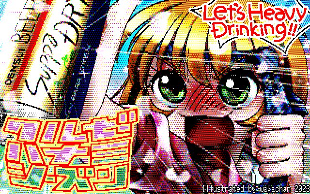 【デジタル8色アナログ16色】デジタル8色(8colors Dithering)版、ハチマキぢゃないのに、締め直してたりするネクタイ…(^_^;)でも8色では潰れ気味になってしまいましてーヽ(^.^;)丿 [KTY形式][KT4形式]