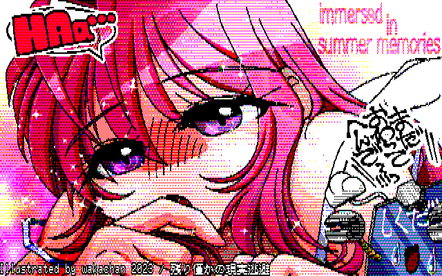 【デジタル8色アナログ16色】デジタル8色(8colors Dithering)版、絵が大きいので、本来8色では発色が苦手な薄め着色もなんとか…(^_^;)メカしくだいさんの辺りがゴチャゴチャになってしまった感はあるけどーヽ(^.^;)丿 [KTY形式][KT4形式]