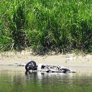 2017年6月4日 先週の水没バイクを対岸からヽ(^.^;)丿木の枝が消えてるなぁ…流れたか?(^_^;)